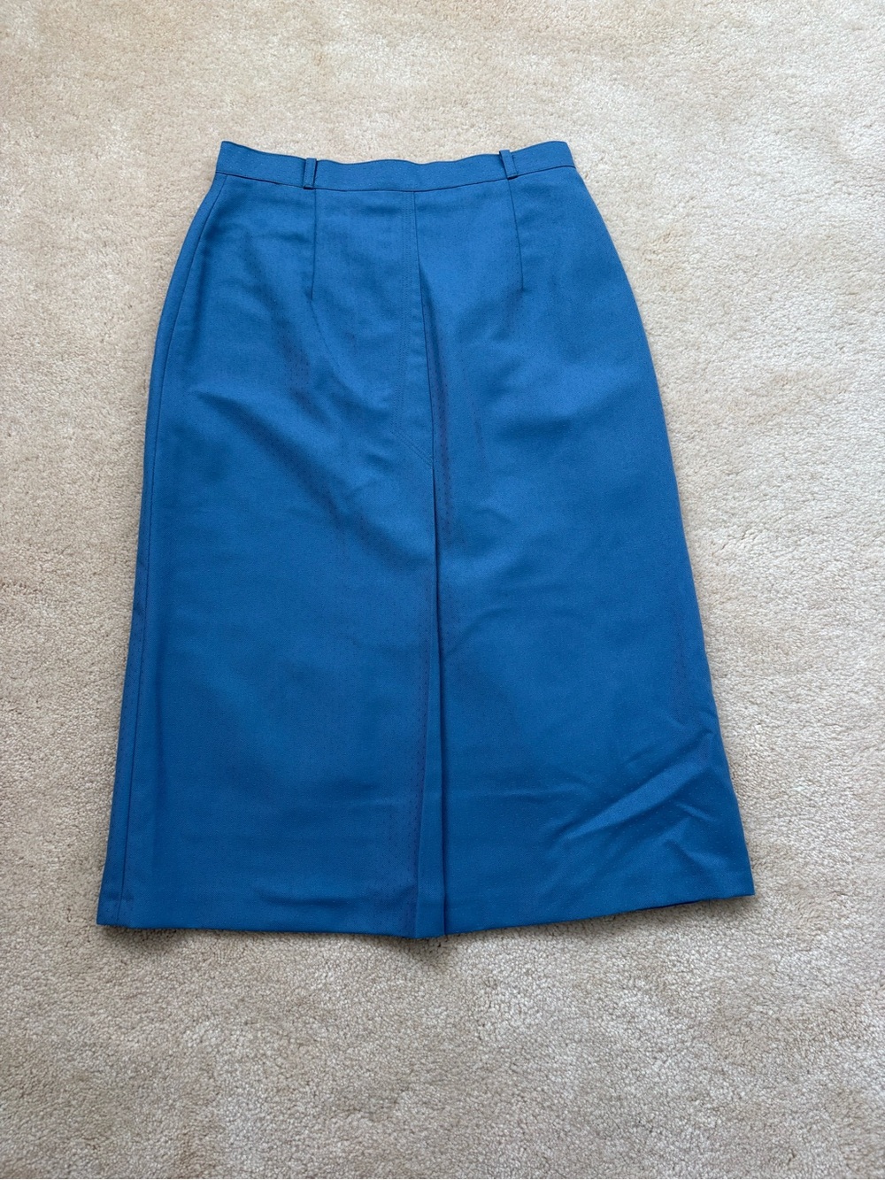 Vintage PanAm blue midi A-line skirt retro modest sz 26 officecore academia chic